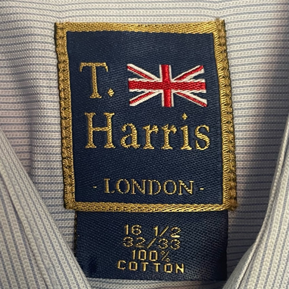 T. Harris London Mens Button Down Long Sleeve Grey Shirt Size 16.5 / 32 / 33
